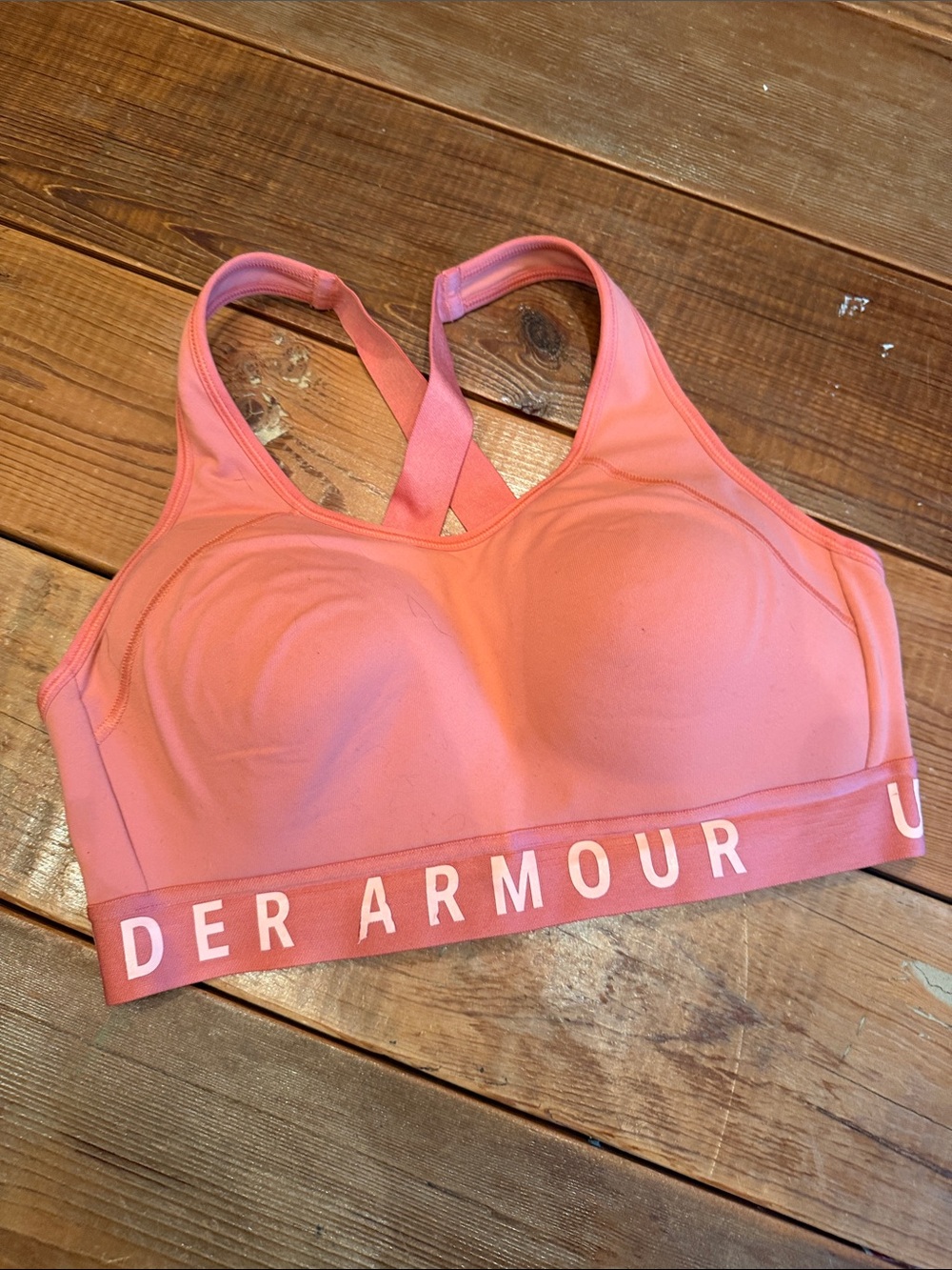 Under Armour Pink Coral Cross-Back Padded Sports Bra